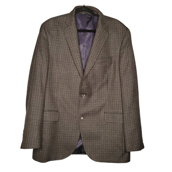 Jack Victor Men’s 44L Wool Blazer Gray Glen Plaid Classic Sport Coat Union Made - Picture 1 of 11